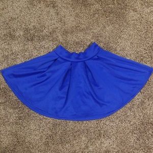 Blue Pleated Skater Skirt